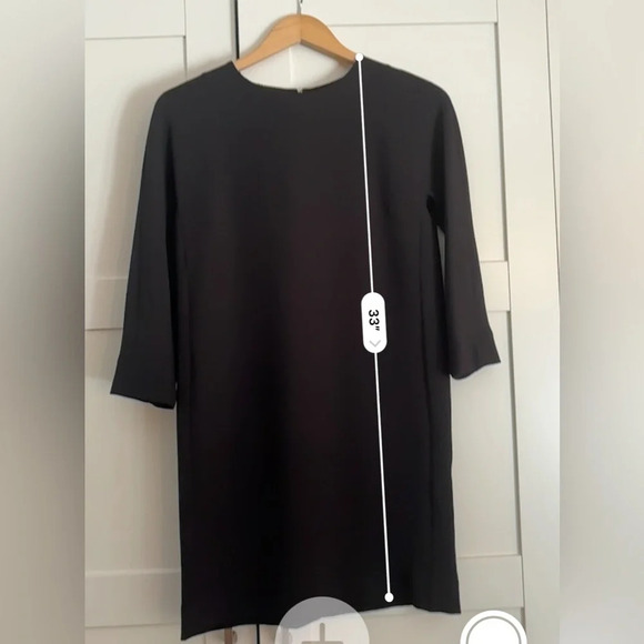 COS Black Crepe Dress Long Sleeve Size 4 - Picture 4 of 7